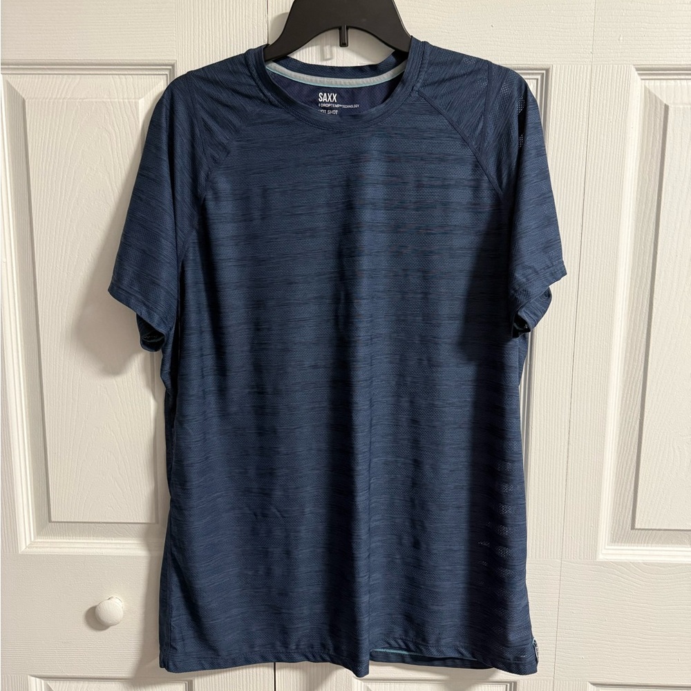 SAXX Shirt Mens Large Blue Tee Casual Short Sleeve Performance Aerator